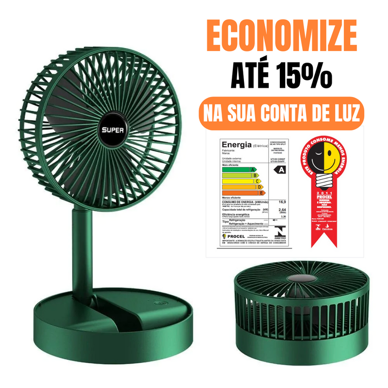 Ventilador Portátil Silencioso Inteligente Com Controle Remoto